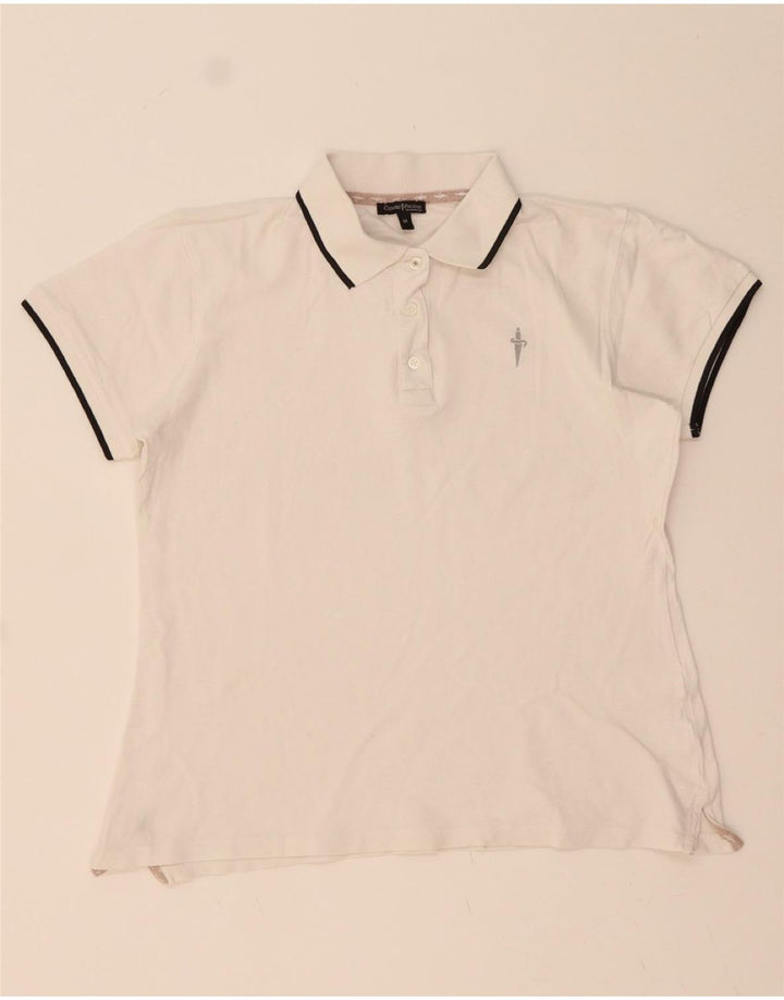 CESARE PACIOTTI Womens Polo Shirt UK 14 Medium White Vintage Cesare Paciotti and Second-Hand Cesare Paciotti from Messina Hembry 