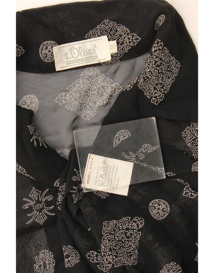 S.Oliver Womens Longline Shirt Blouse EU 36 Small Black Floral Polyester