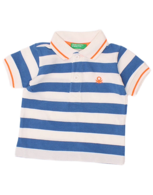 Benetton Baby Boys Polo Shirt 3-6 Måneder Blå Stribet Bomuld