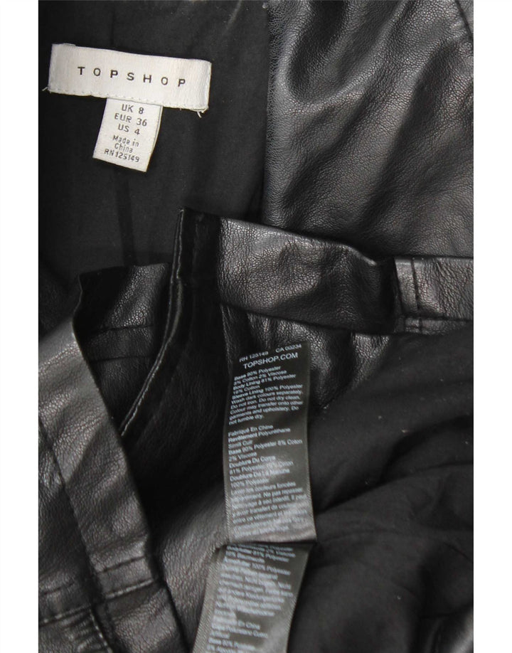 Topshop Chaqueta motera para mujer UK 8 Small Poliéster negro