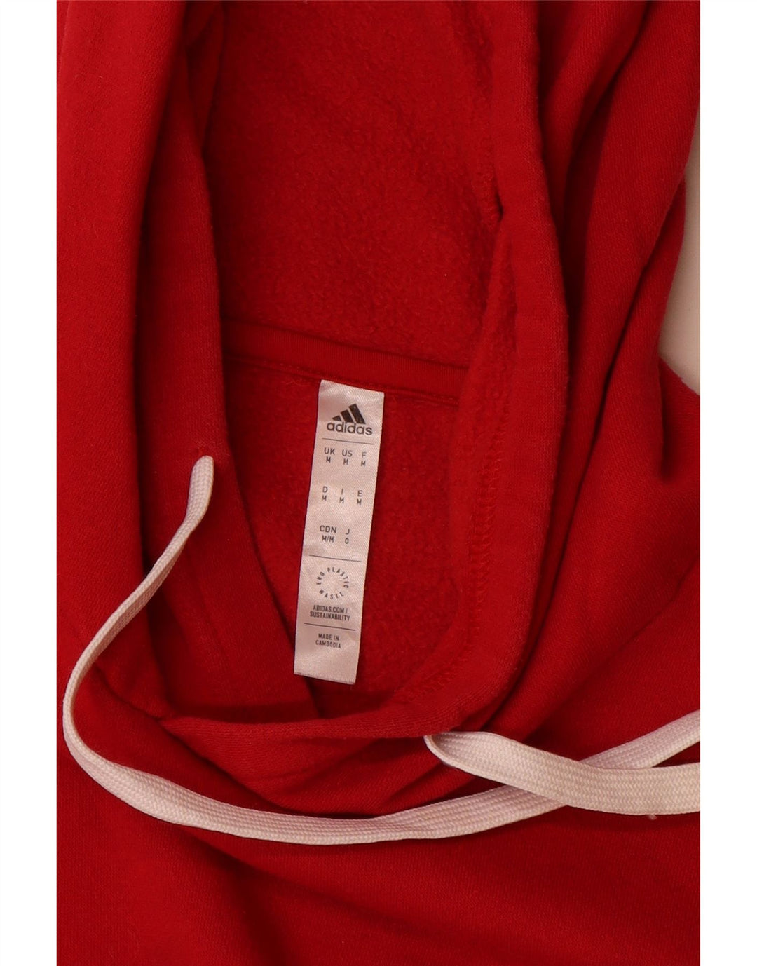 Adidas Mens Hoodie Jumper Medium Red Cotton