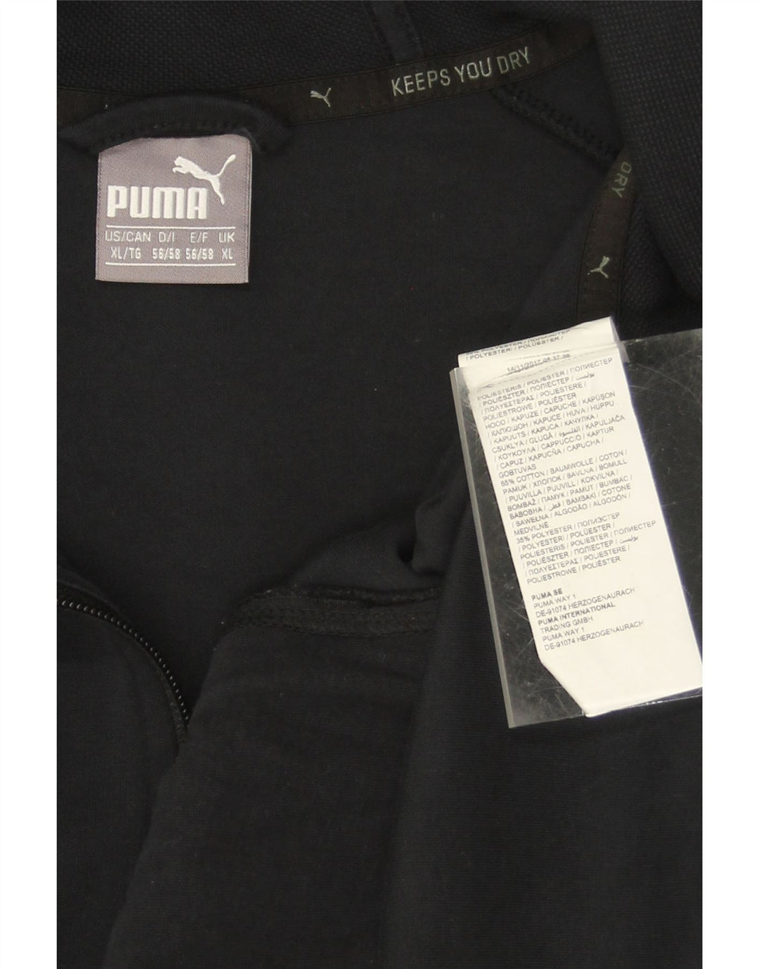 PUMA Mens Zip Hoodie Sweater XL Black Cotton Vintage Puma and Second-Hand Puma from Messina Hembry 