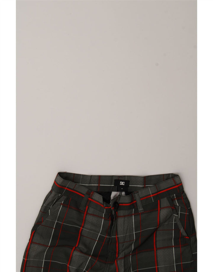 DC Boys Chino Shorts 13-14 Years W26 Grey Plaid Polyester Vintage DC and Second-Hand DC from Messina Hembry 