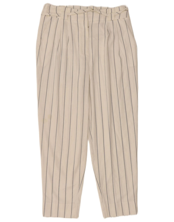 MINT VELVET Womens Cropped Trousers UK 10 Small W32 L25 White Striped