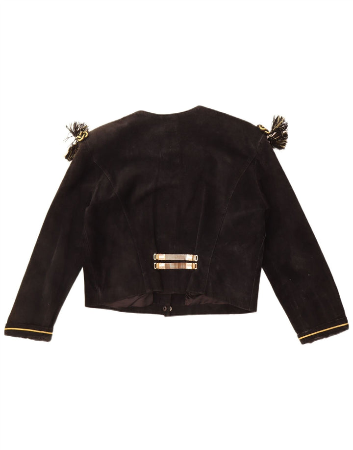Giacca corta in pelle scamosciata da donna Joy EU 40 pelle nera media