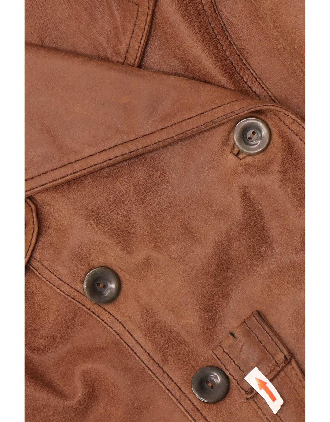 Vintage mujer doble pecho chaqueta de cuero Reino Unido 10 pequeño marrón
