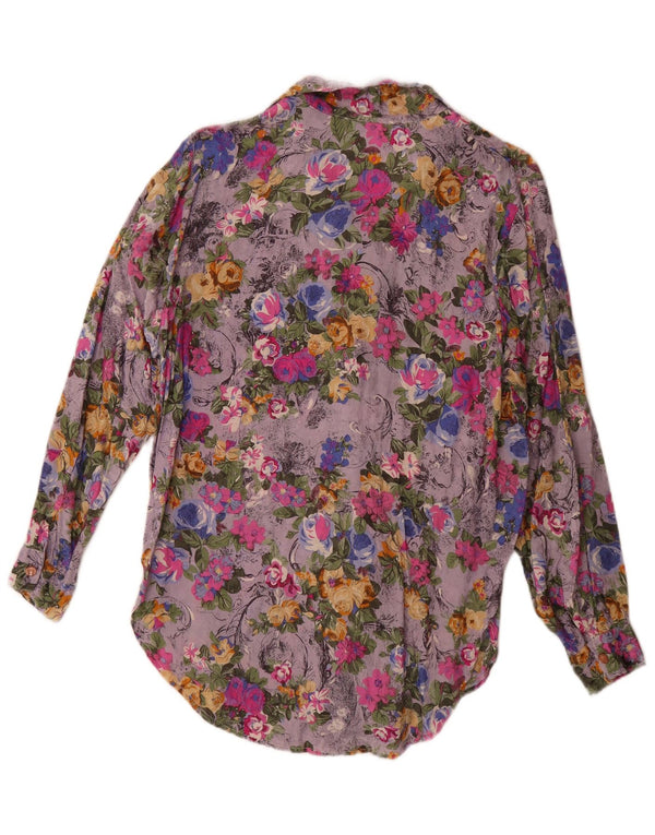 Vintage Dame Shirt Bluse UK 14 Large Multicolored Floral