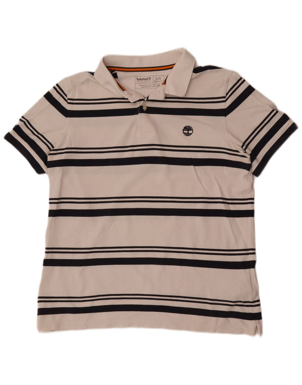 Polo Timberland da uomo vestibilità regolare, grande cotone a righe bianche