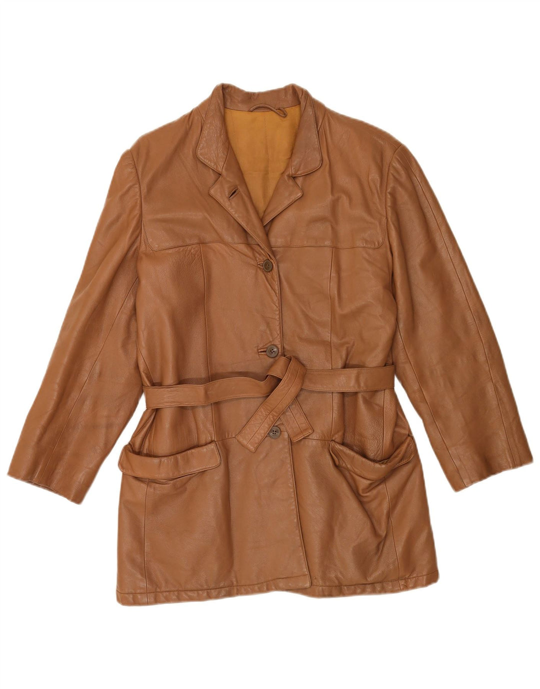 Veste en cuir femme vintage IT 44 Cuir marron moyen