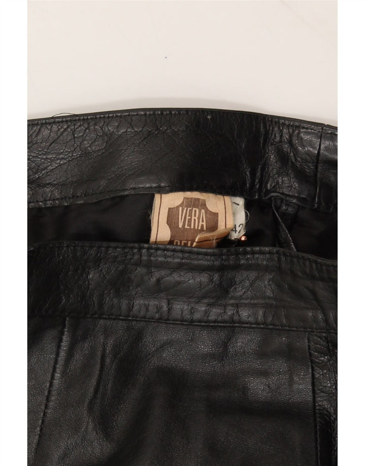 VINTAGE Womens Leather Skirt IT 42 Medium W28 Black Leather Vintage Vintage and Second-Hand Vintage from Messina Hembry 