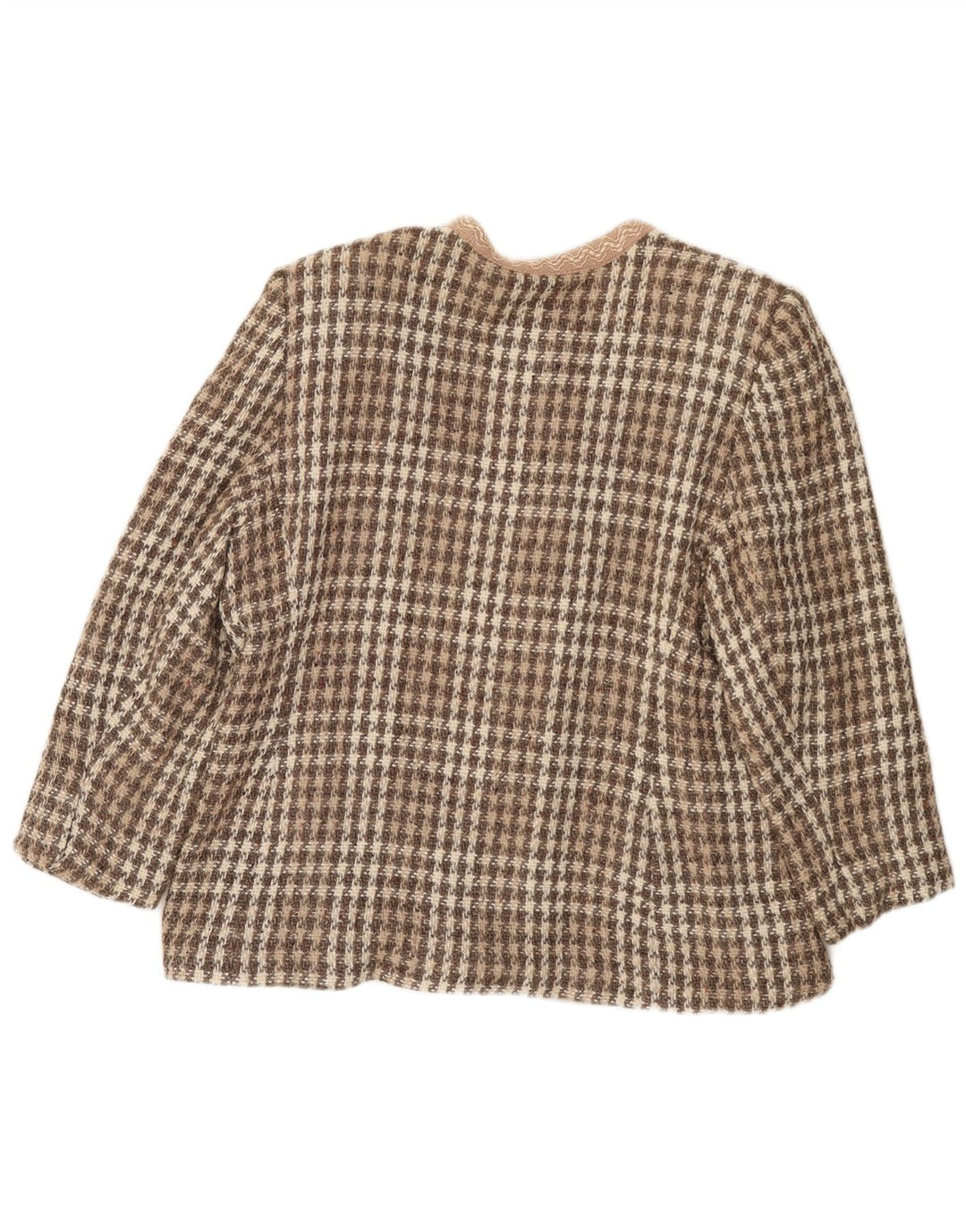 Vintage Womens 4 Button Blazer Jacket IT 46 Large Brown Houndstooth
