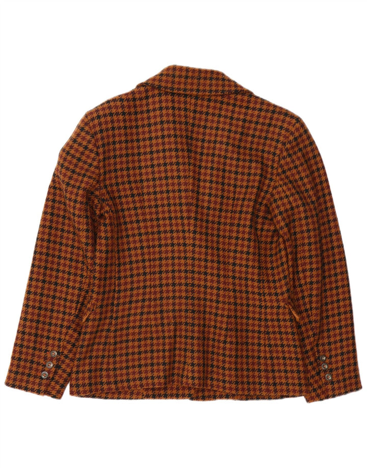 Byblos Womens 3 Button Blazer Jacket IT 44 Medium Brown Houndstooth Wool