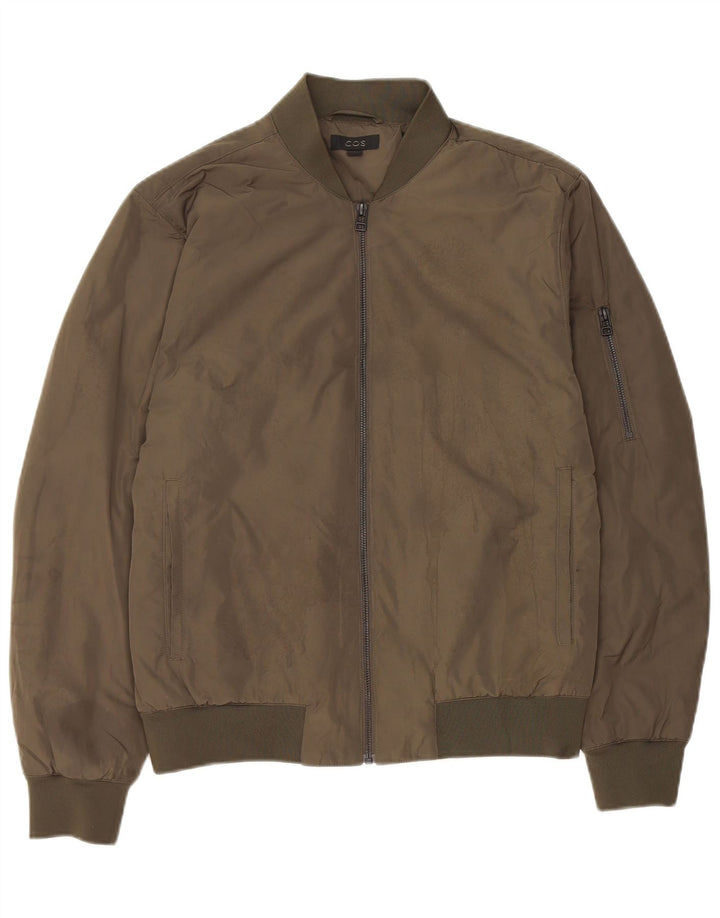 Cos Mens Bomber Jacket EU 46 Small Khaki Polyester