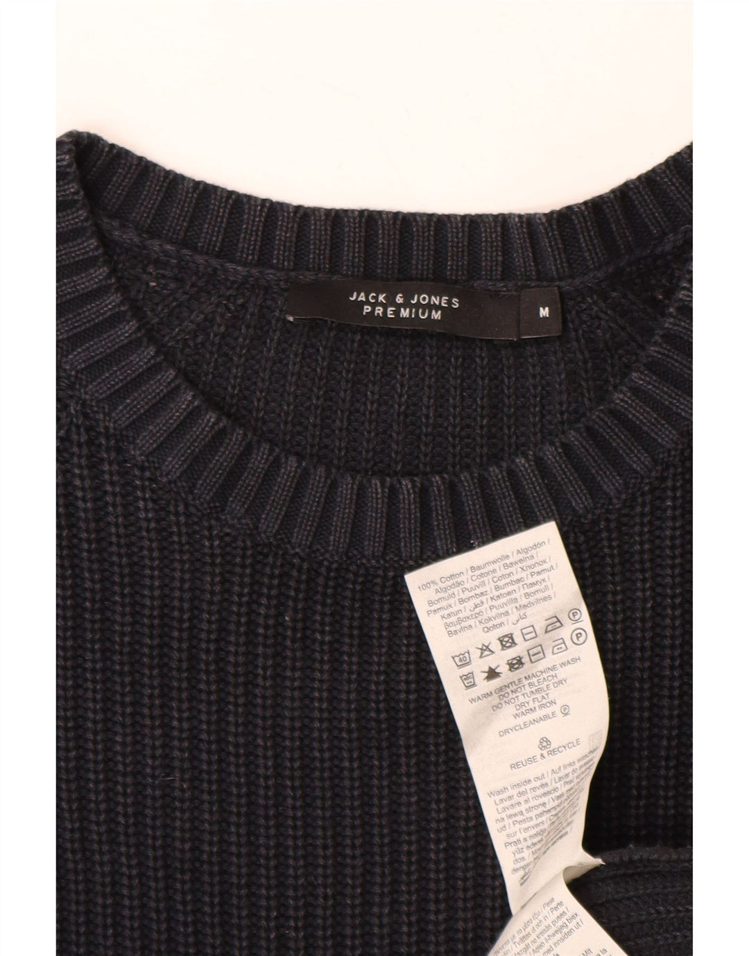 JACK & JONES Mens Crew Neck Jumper Sweater Medium Navy Blue Cotton