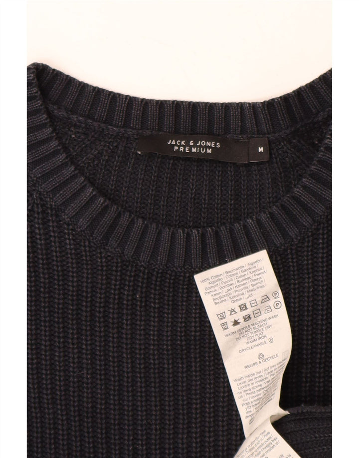 JACK & JONES Mens Crew Neck Jumper Sweater Medium Navy Blue Cotton