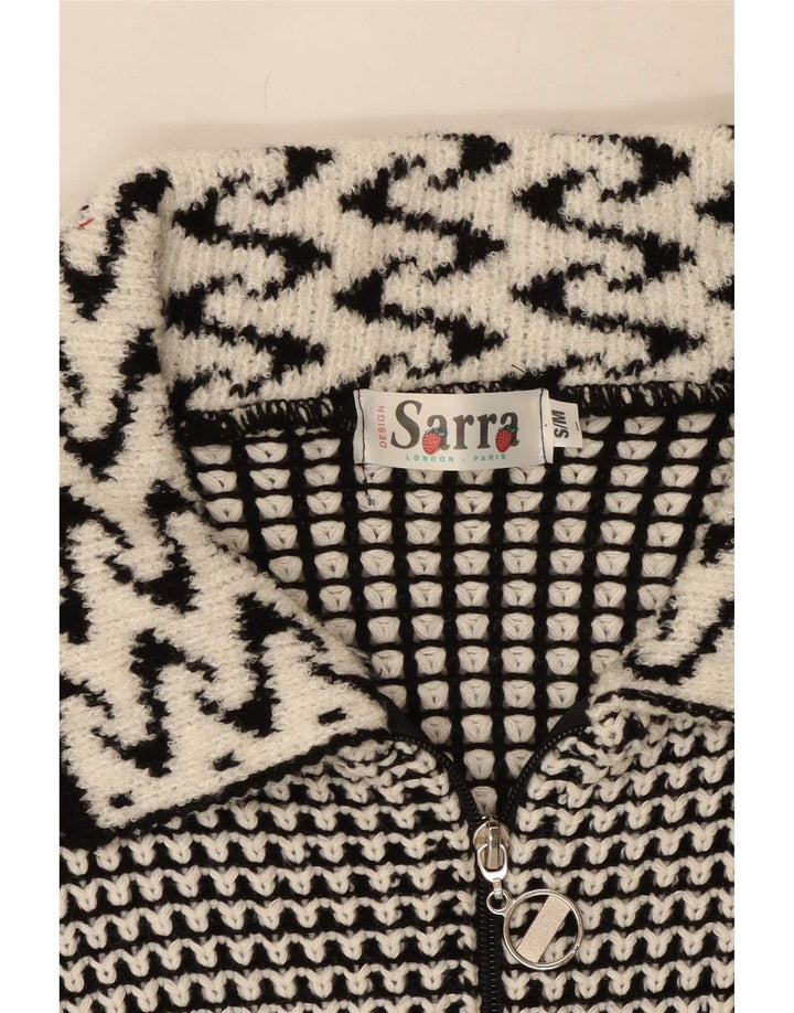 Vintage Womens Cardigan Sweater UK 14 Medium Grey Geometric