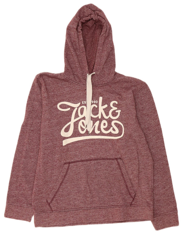 Jack & Jones Herren-Kapuzenpullover mit Grafik, XL, Burgunderrot meliert, Polyester