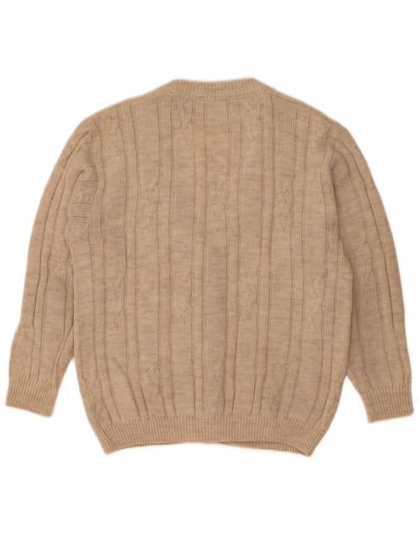 Angelo Greco Mens Cardigan Sweater IT 48 Medium Beige Alpaca Wool