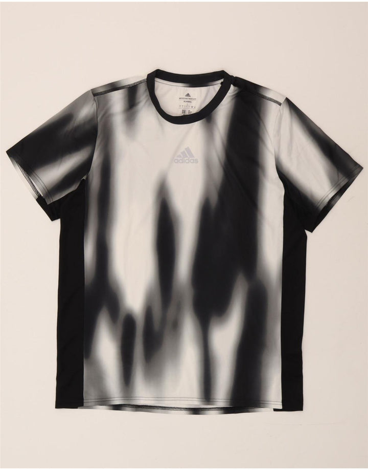 Adidas Herre T-Shirt Top Large Black Tie Dye Polyester