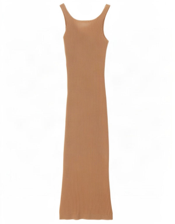 Shein Womens Sleeveless Bodycon Dress UK 8 Small Beige Polyester