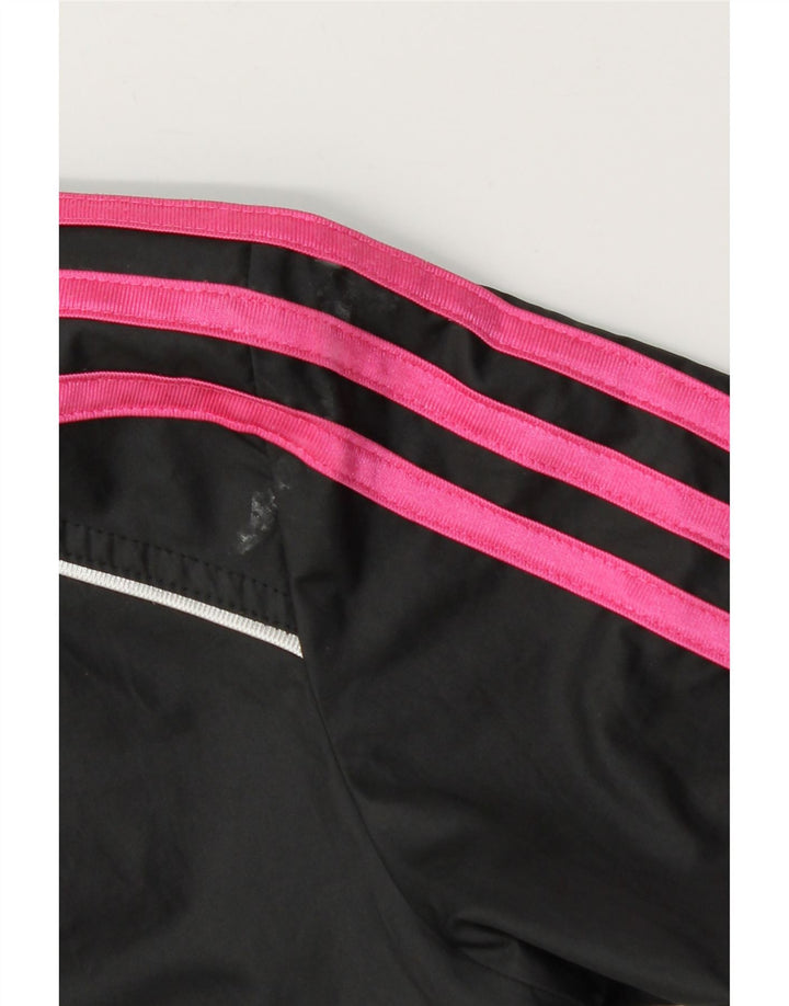 Adidas Girls Graphic Tracksuit Top Jacket 9-10 Years Black Polyester