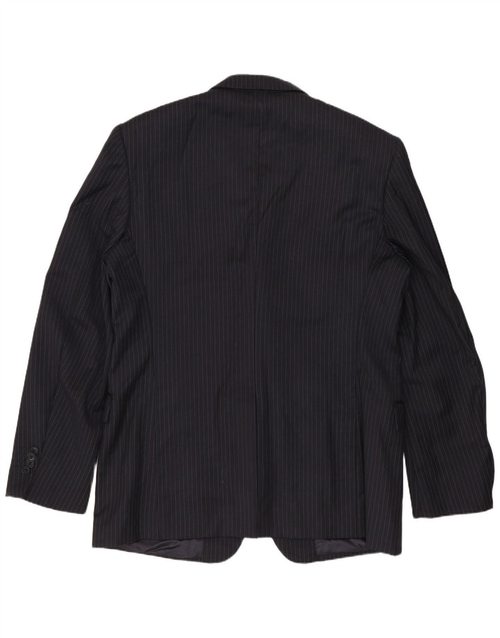 Ferre Herren-Blazer mit 3 Knöpfen, IT 54 2XL, marineblaue Nadelstreifen-Schurwolle