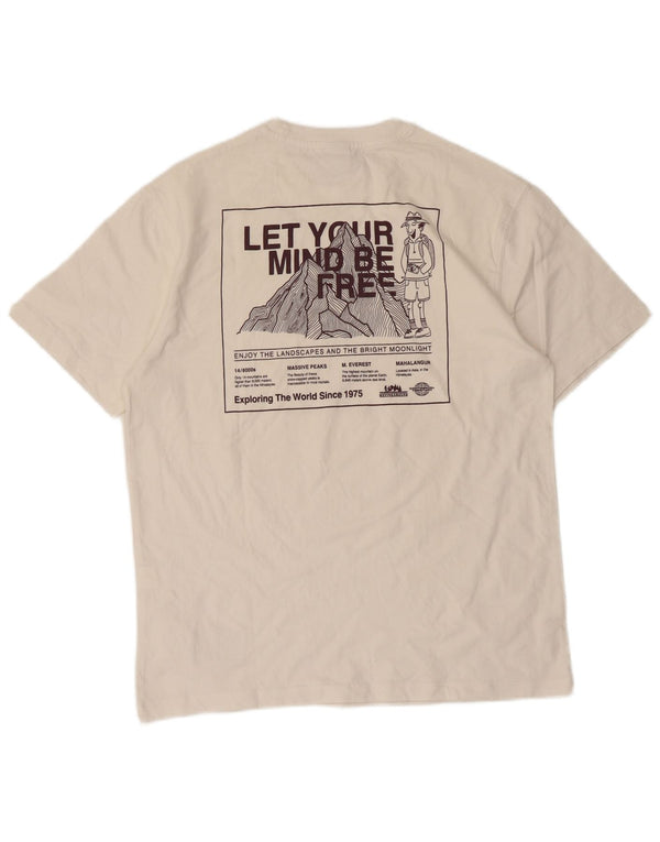 Zara Mens Graphic T-Shirt Top Small White Cotton