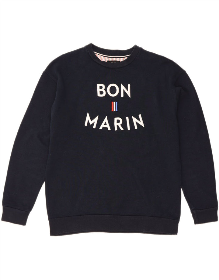 ZARA Mens Graphic Sweatshirt Jumper Medium Navy Blue Vintage Zara and Second-Hand Zara from Messina Hembry 