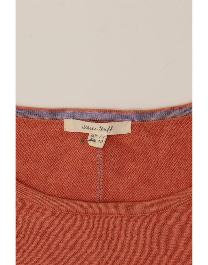 WHITE STUFF Womens Longline Boat Neck Jumper Sweater UK 12 Medium Orange Vintage White Stuff and Second-Hand White Stuff from Messina Hembry 