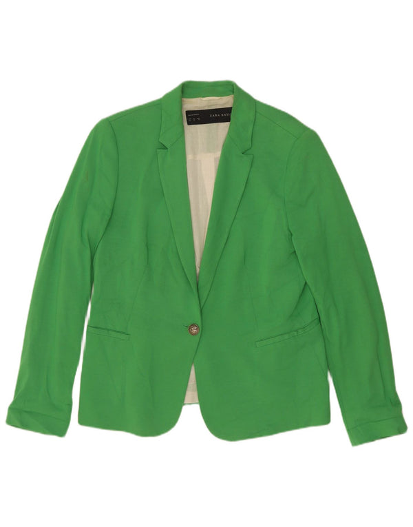 Zara Mujer Chaqueta Blazer De 1 Botón UK 40 XL Algodón Verde