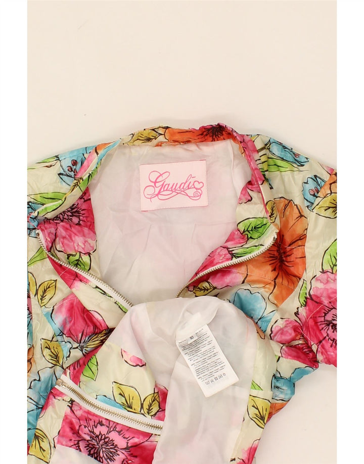 GAUDI Girls Bomber Jacket 9-10 Years Multicoloured Floral Polyester Vintage Gaudi and Second-Hand Gaudi from Messina Hembry 