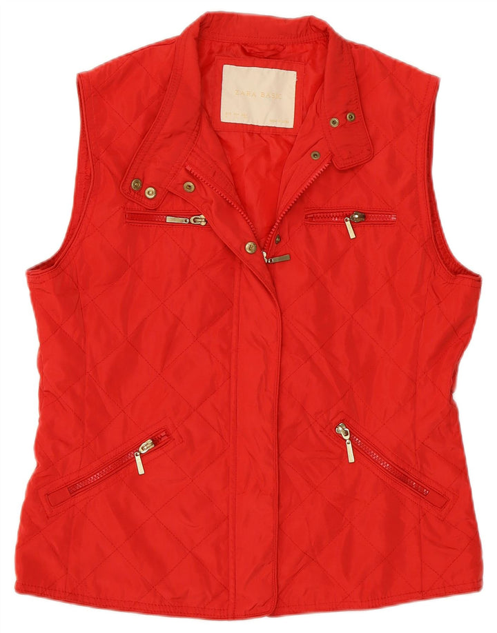 Zara Womens Quilted Gilet UK 14 Large Red