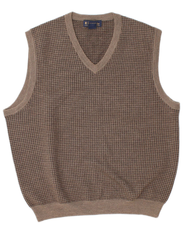 Brooks Brothers Mens Vest Tank Top Medium Brown Houndstooth Merino Wool