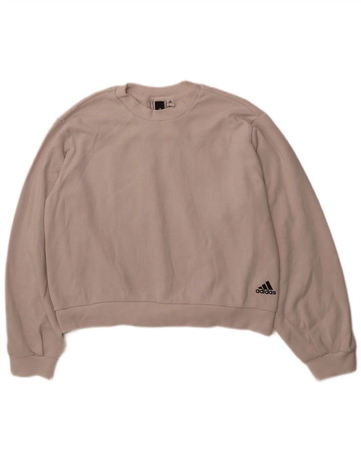ADIDAS Womens Crop Oversized Sweatshirt Jumper UK 12/14 Medium Off White
