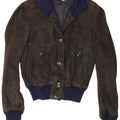Giubbotto bomber in pelle scamosciata da donna Reda UK 10 piccolo in pelle nera color block