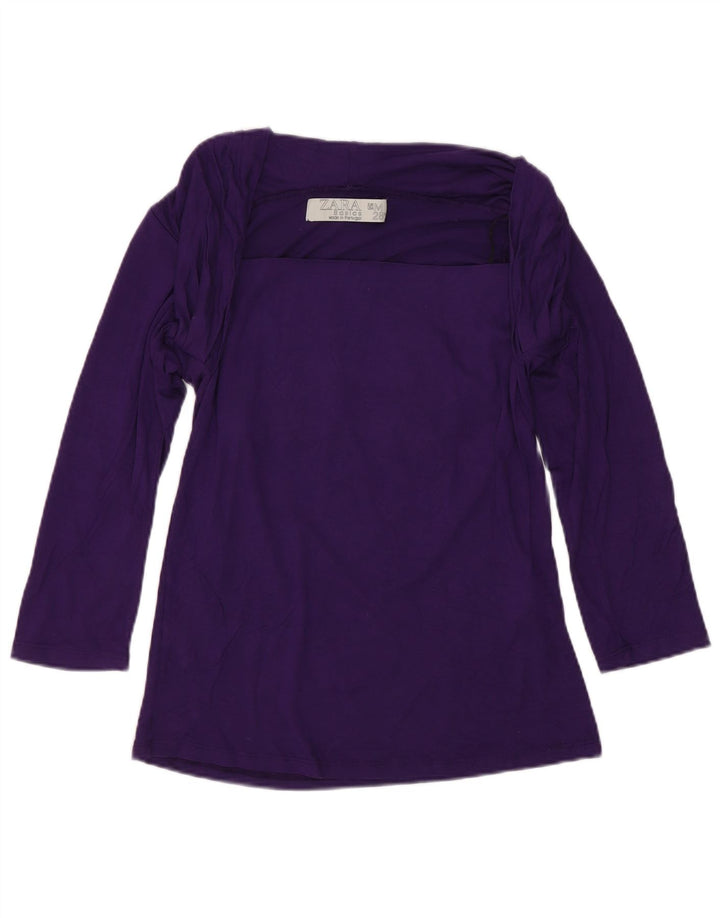 Zara Womens Top 3/4 Sleeve UK 12 Medium Purple Viscose