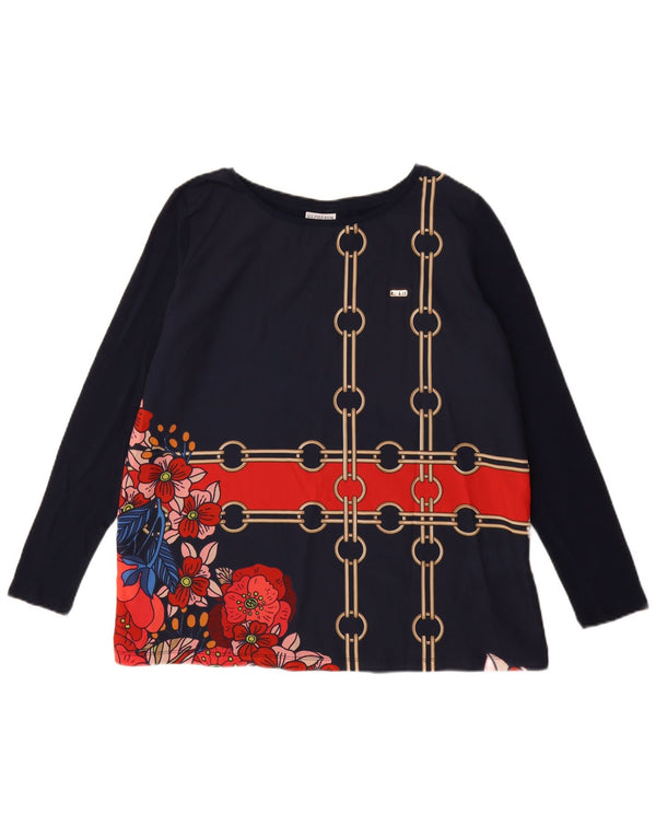 U.S. Polo Assn. Womens Blouse Top UK 16 Large Navy Blue Floral Cotton