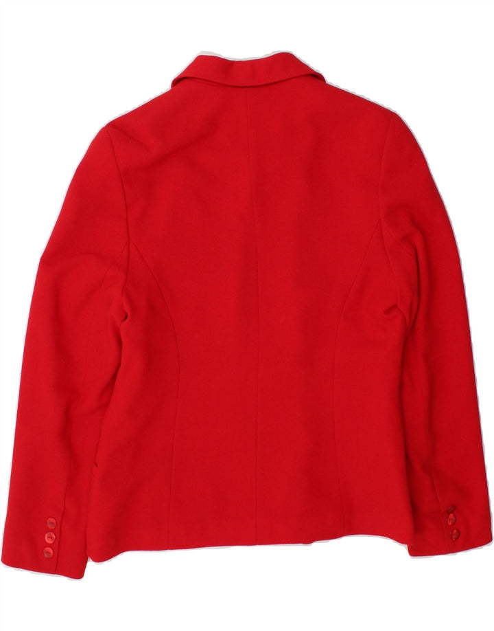 VINTAGE Womens 6 Button Blazer Jacket UK 12 Medium Red Polyester Vintage Vintage and Second-Hand Vintage from Messina Hembry 