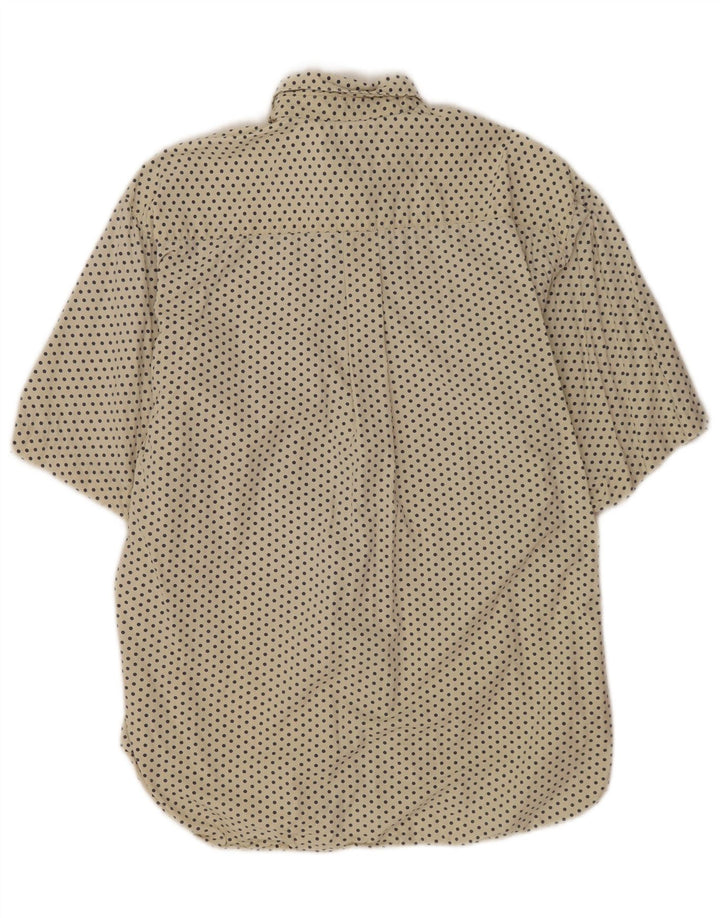 Replay Mens Short Sleeve Shirt Medium Beige Spotted Cotton