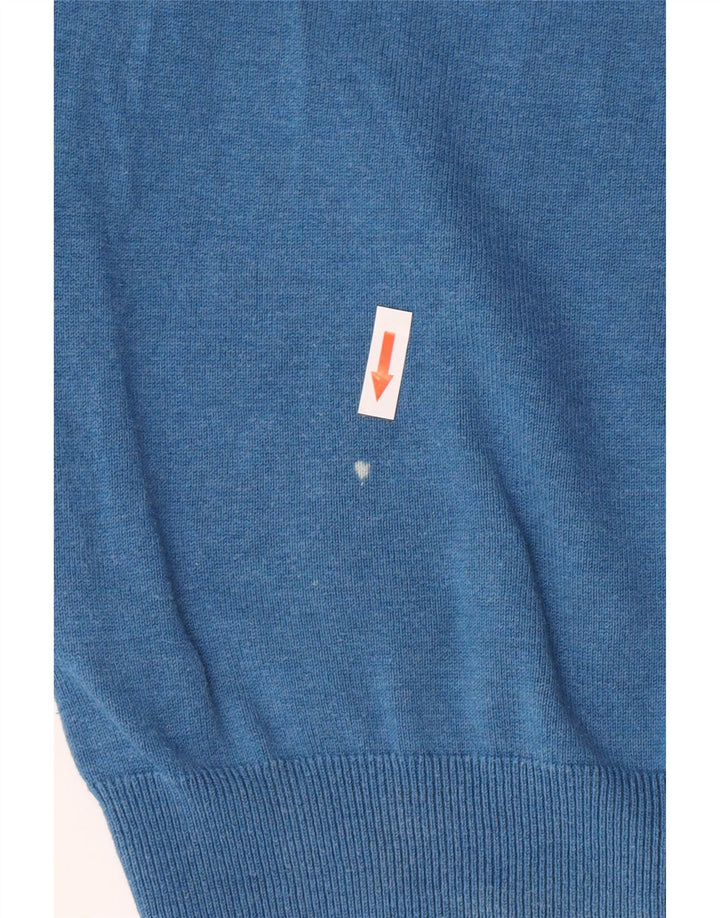 MARKS & SPENCER Herren-Pullover mit V-Ausschnitt, Größe S, blaue Baumwolle