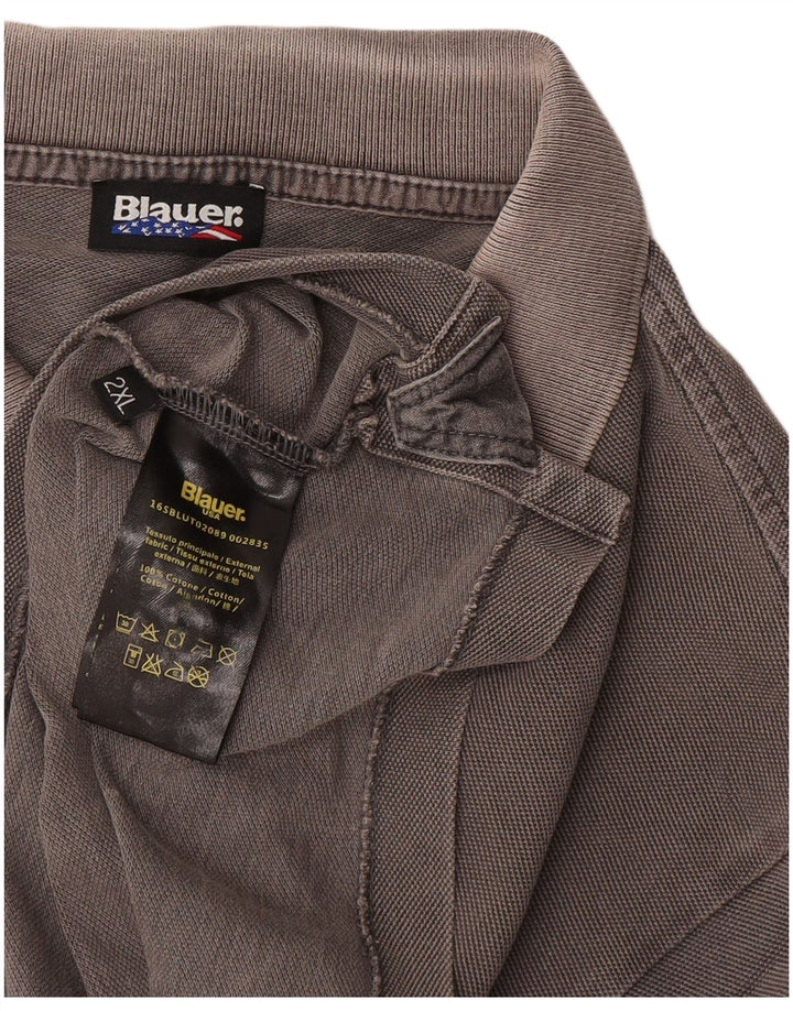 Blauer Herre Regular Fit Polo Shirt 2XL Grå Bomuld