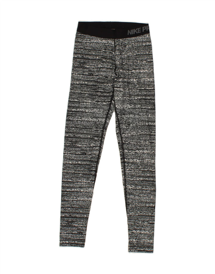 NIKE Womens Dri Fit Leggings UK 4 XS  Grey Striped Polyester Vintage Nike and Second-Hand Nike from Messina Hembry 