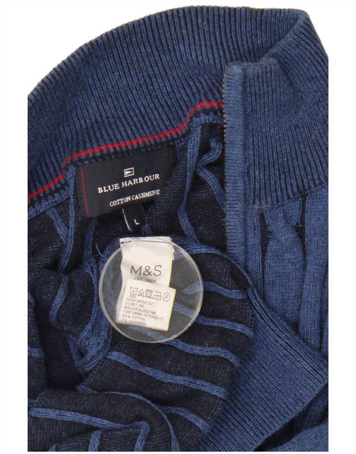 Marks & Spencer Mens Blue Harbour Cardigan Sweater Large Blue Cotton