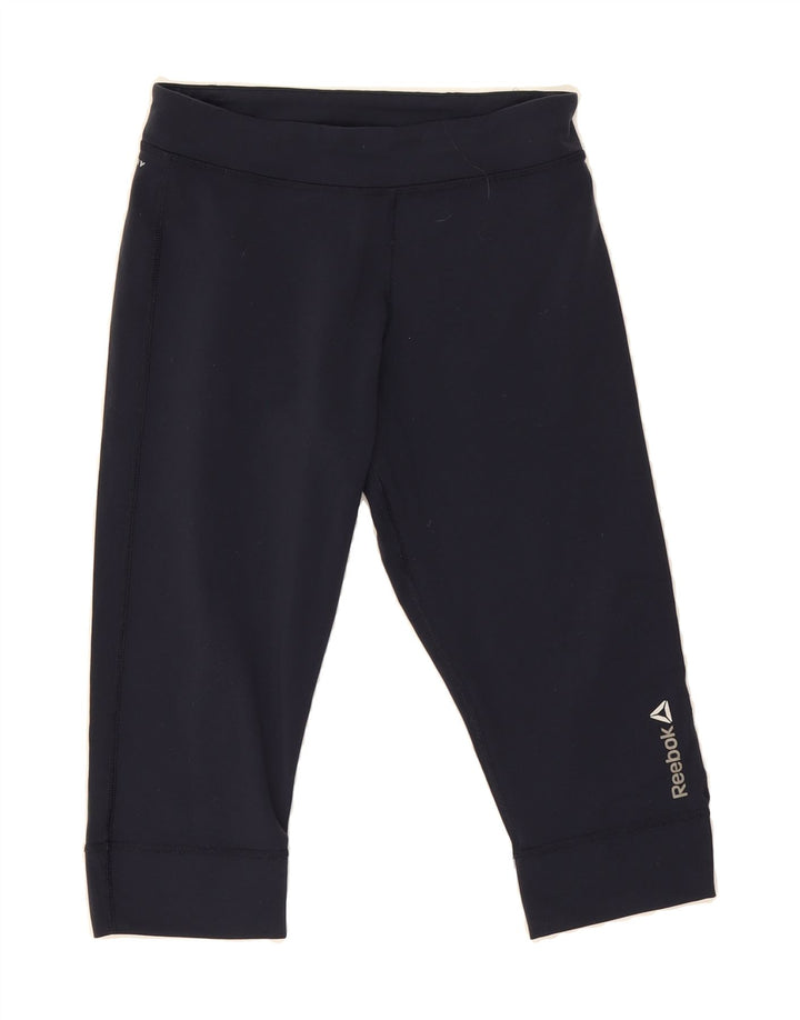 REEBOK Womens Capri Leggings UK 10 Small  Navy Blue Vintage Reebok and Second-Hand Reebok from Messina Hembry 