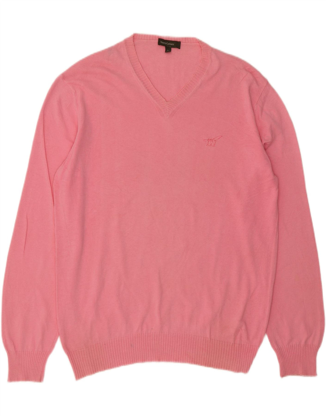 HENRY COTTONS Mens V-Neck Jumper Sweater Large Pink Vintage Henry Cottons and Second-Hand Henry Cottons from Messina Hembry 