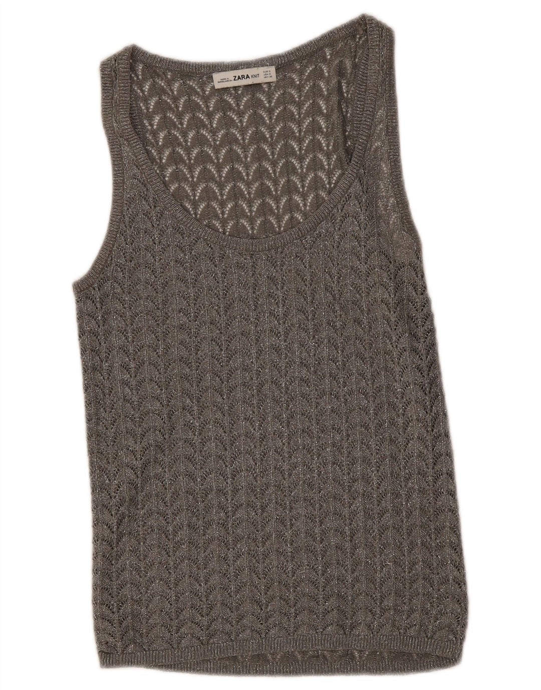 Zara Womens Crochet Vest Top UK 8 Small Grey