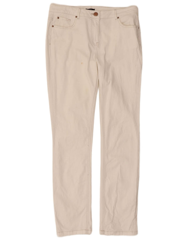 Pantaloni casual subțiri M&Co pentru femei UK 12 Medium L32 L30 Bumbac alb