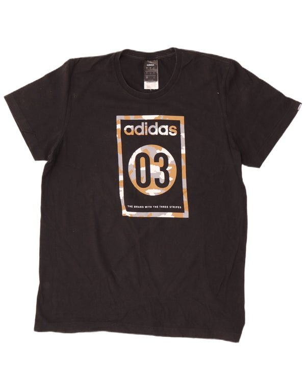 Adidas T-shirt graphique pour homme en coton noir moyen