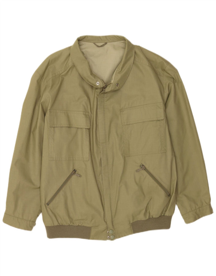 Vintage Mens Bomber Jacket IT 60 5XL Green Polyester