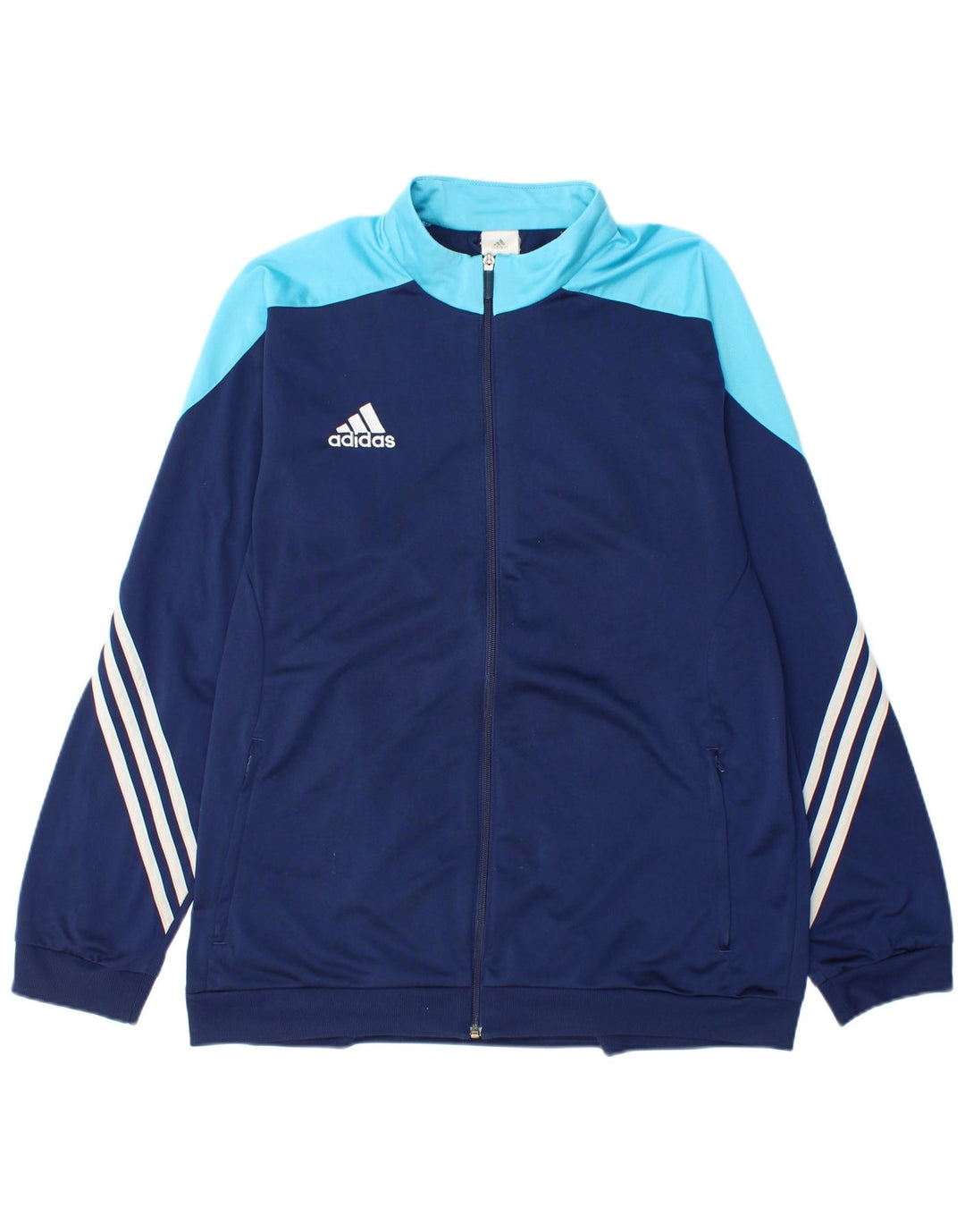 ADIDAS Mens Tracksuit Top Jacket XL Navy Blue Colourblock Polyester